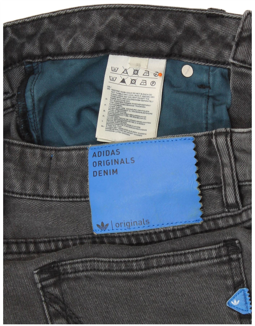 Damskie spodenki jeansowe ADIDAS W26 Małe, szare, bawełniane