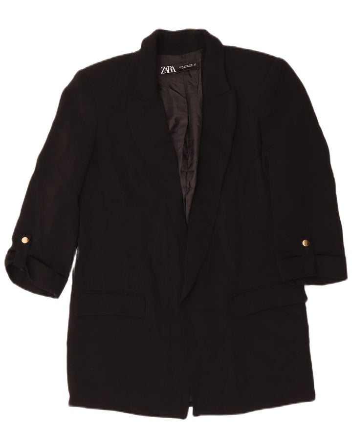 Damska marynarka Zara Oversize z rękawami 3/4 i otwartymi, UK 6 XS, czarny poliester