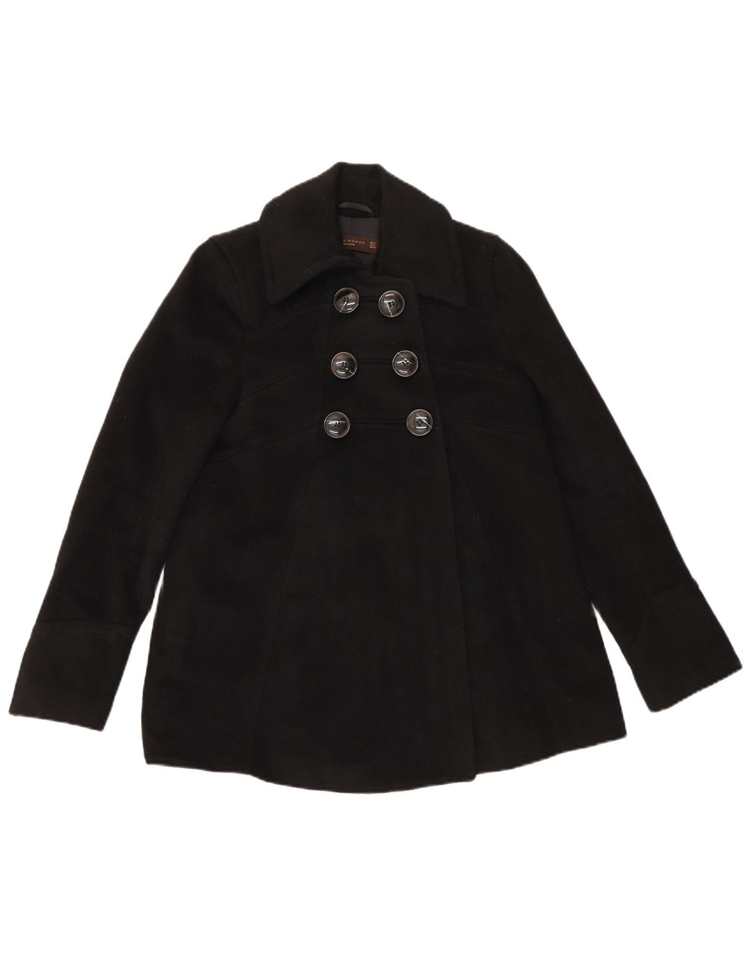 Płaszcz damski Zara Pea Coat UK 8 Small Black Acetat
