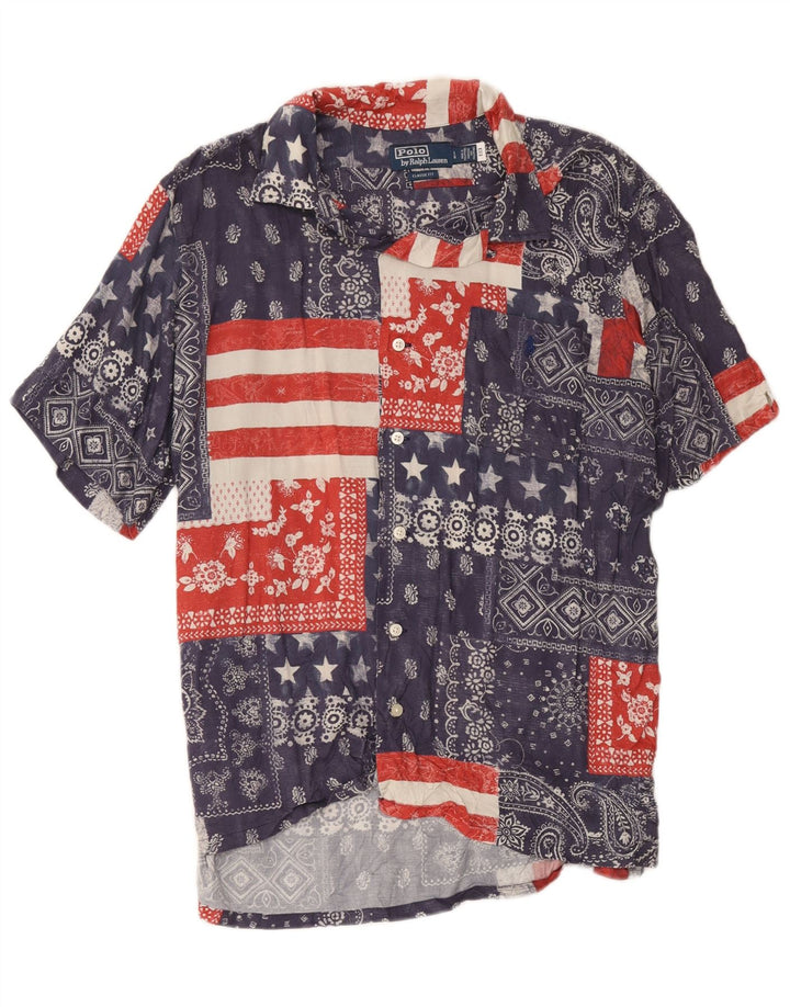 Męska koszulka Polo Ralph Lauren z krótkim rękawem, duża, granatowa, patchworkowa