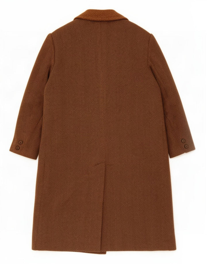 Płaszcz męski Vintage UK 40, duży, brązowy, w jodełkę