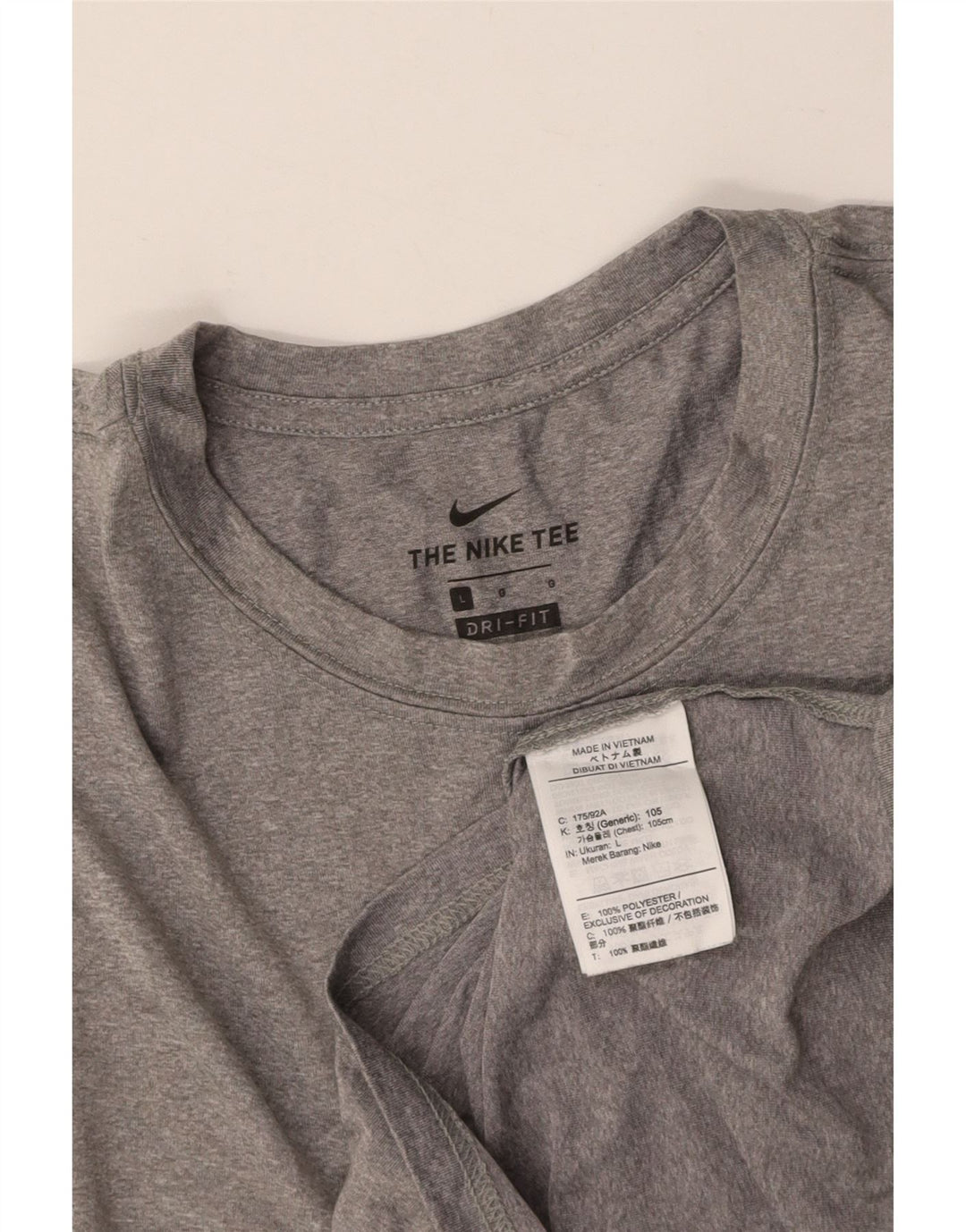 NIKE Mens Dri Fit T-Shirt Top Large Grey Polyester