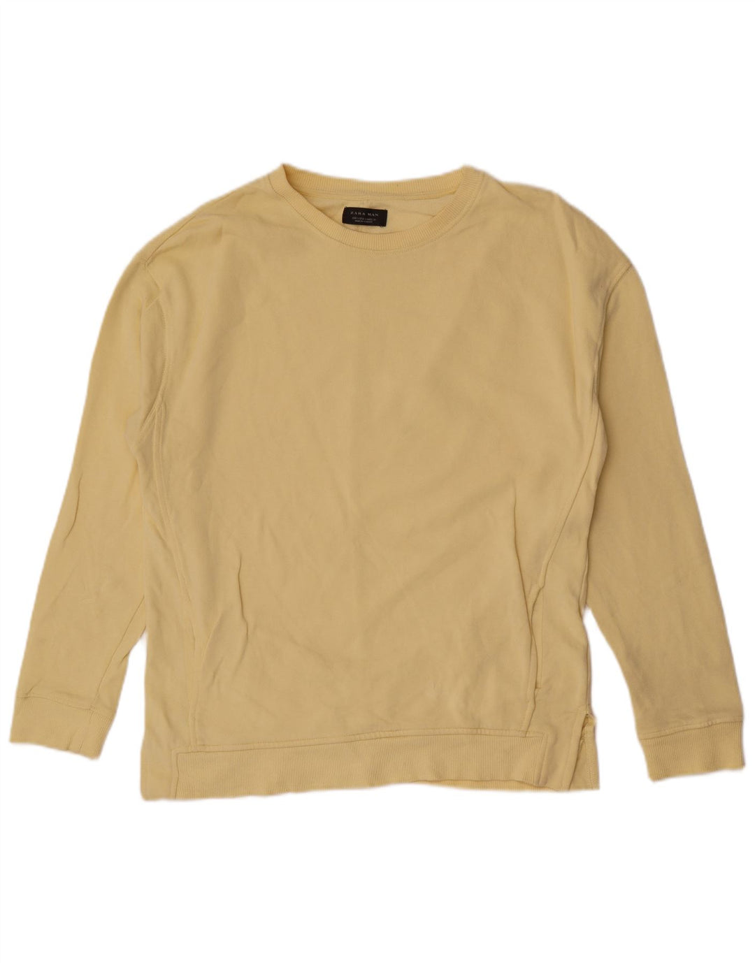 Męski sweter Zara, mały, żółty, bawełniany