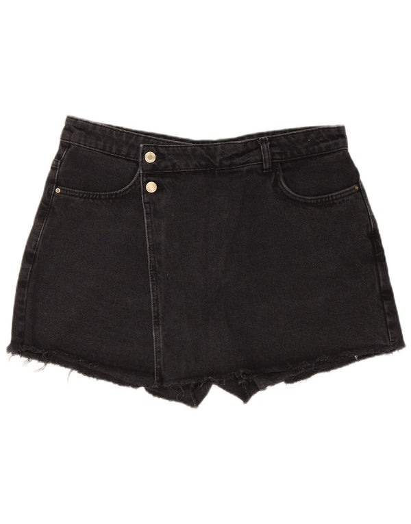 Zara Womens High Waist Denim Shorts XL W32 Black