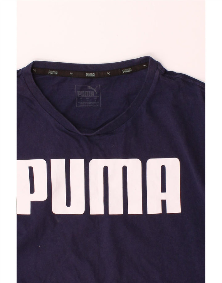 PUMA Mens Graphic T-Shirt Top Small Navy Blue Cotton Vintage Puma and Second-Hand Puma from Messina Hembry 