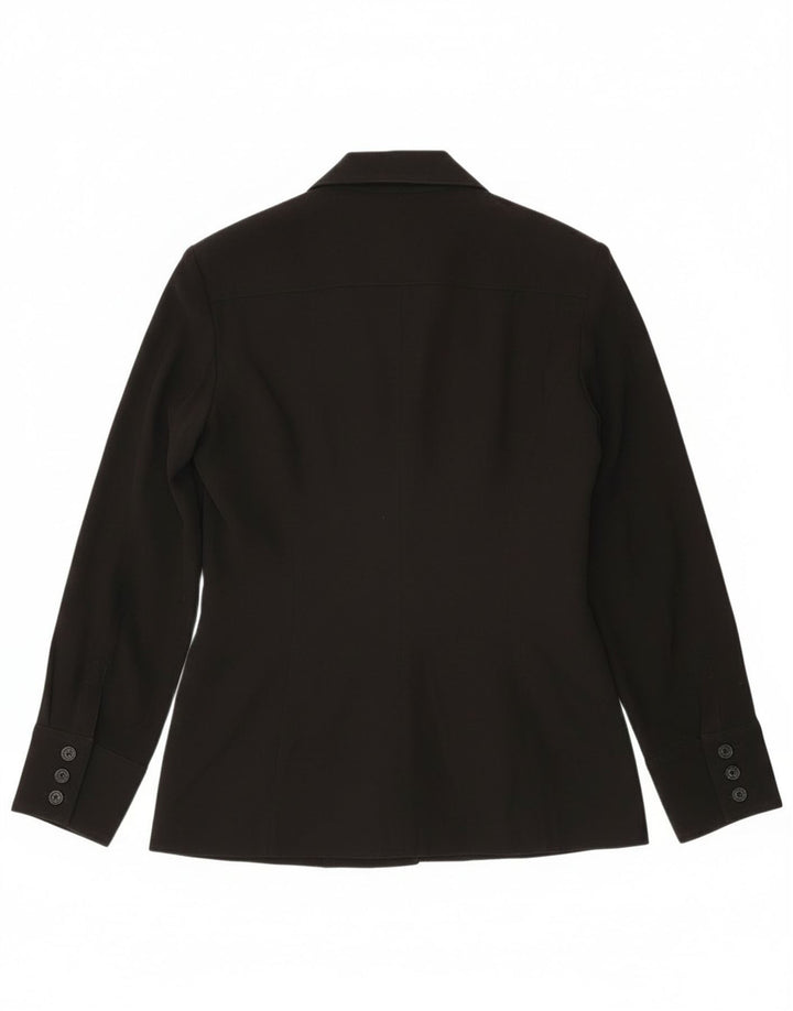 Vintage damska marynarka zapinana na 6 guzików UK 14, duży czarny poliester