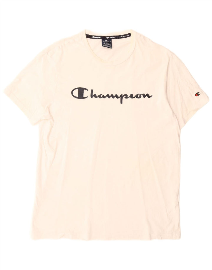 Męski T-shirt Champion z grafiką, duży, biały, bawełniany
