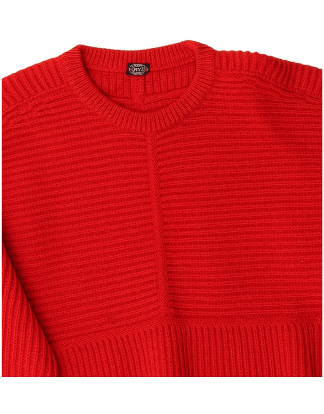 Męski sweter z dekoltem w łódkę w stylu VINTAGE, średnio czerwony
