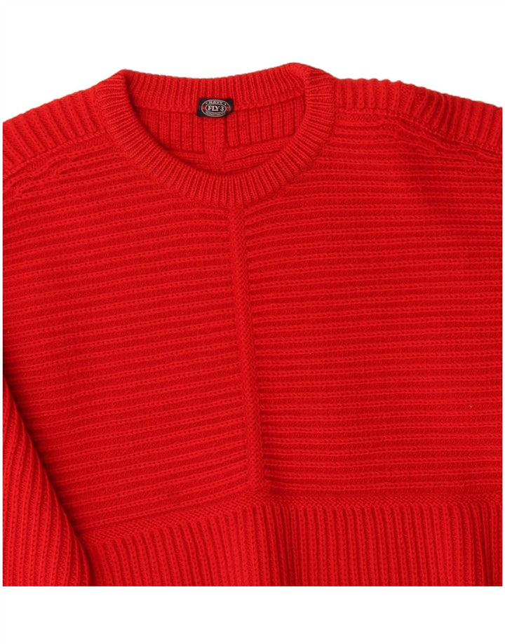 Męski sweter z dekoltem w łódkę w stylu VINTAGE, średnio czerwony