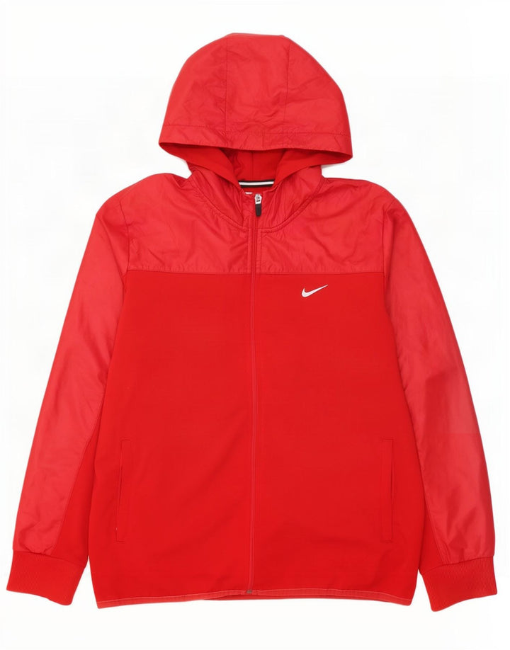 Męska kurtka dresowa z kapturem i kapturem Nike Dri Fit, średni czerwony poliester