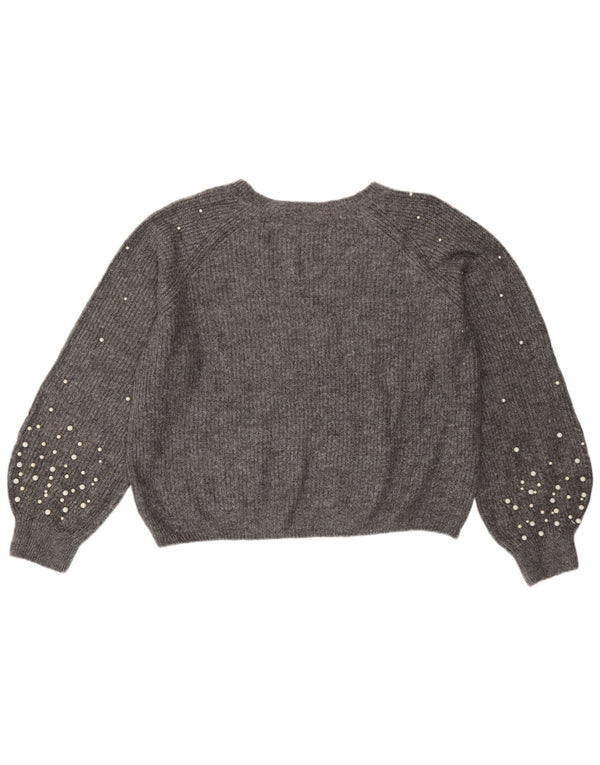 Marks & Spencer Damski sweter z dekoltem w łódkę, UK 14, średni szary, nakrapiany