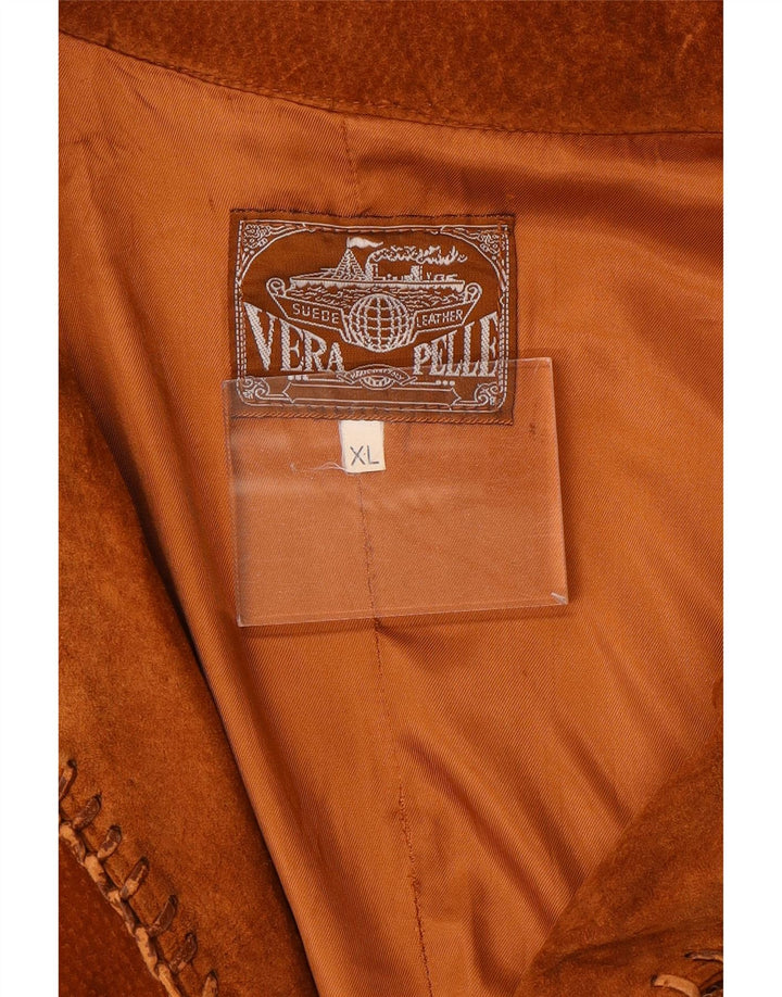 Vintage męska zamszowa kurtka UK 42 XL brązowa skóra