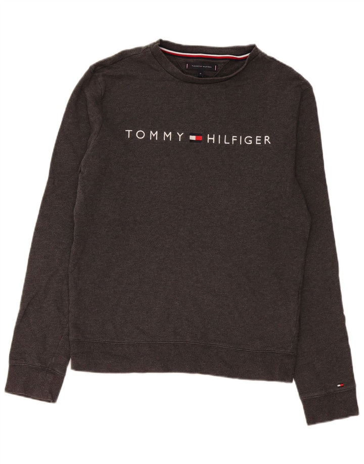 Męska bluza z grafiką Tommy Hilfiger, średnioszara, bawełniana