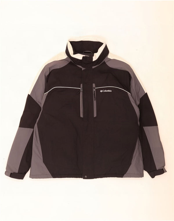 Męska kurtka wiatrówka z kapturem Columbia UK 44 2XL Czarny nylon z blokami kolorów