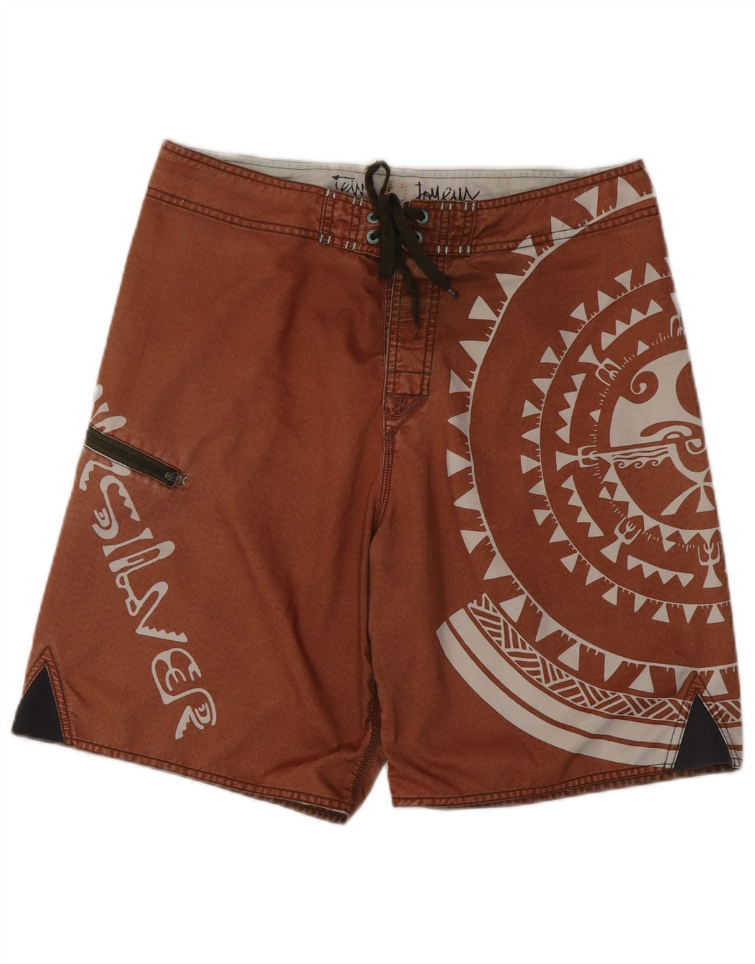 Męskie spodenki kąpielowe Quiksilver z grafiką Średni brązowy geometryczny poliester