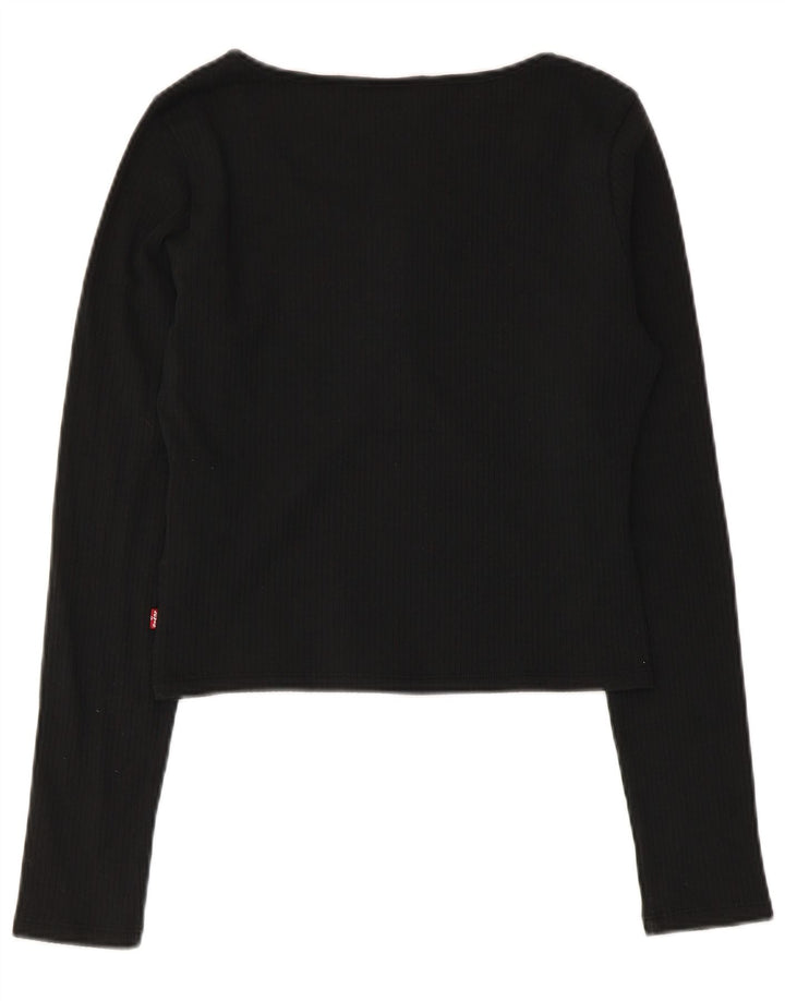 Damski krótki top Levi's z długim rękawem, UK 10, mały, czarny, bawełniany