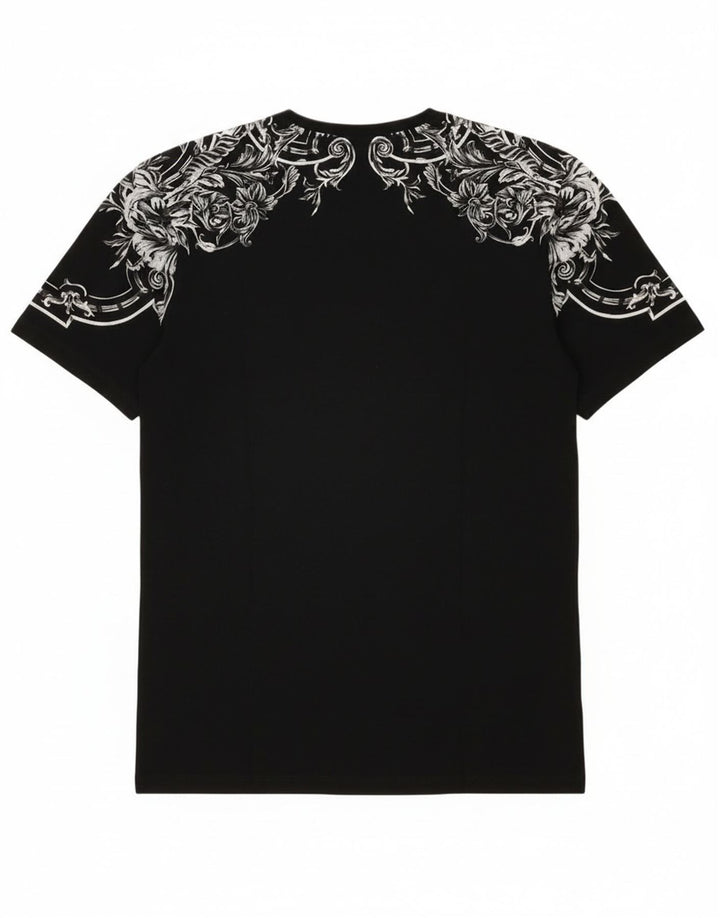 Męski T-shirt z grafiką Zara, duży, czarny w kwiaty