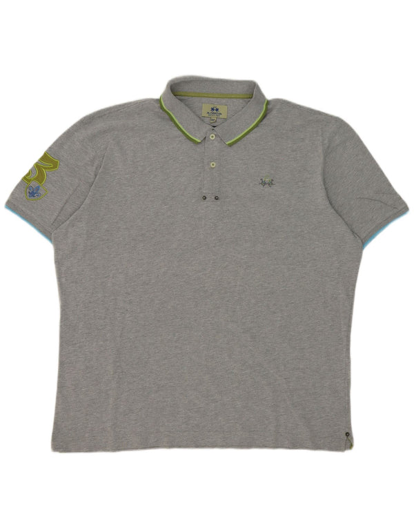 Męska koszulka polo z grafiką La Martina 3XL, szara, bawełniana w paski