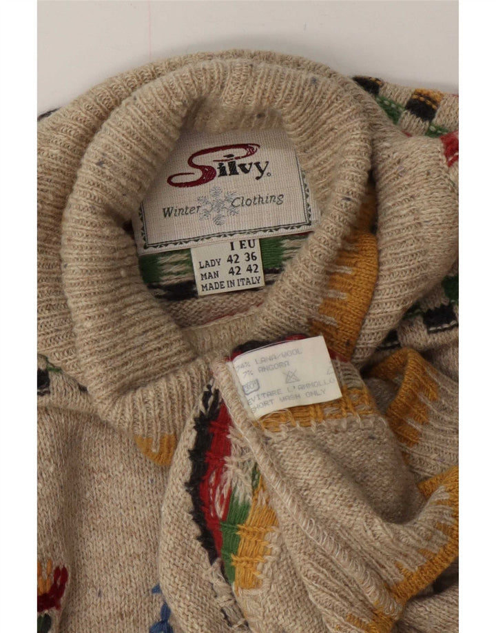 Damski sweter z wywijanym dekoltem Silvy IT 42 Średni beżowy geometryczny nowość