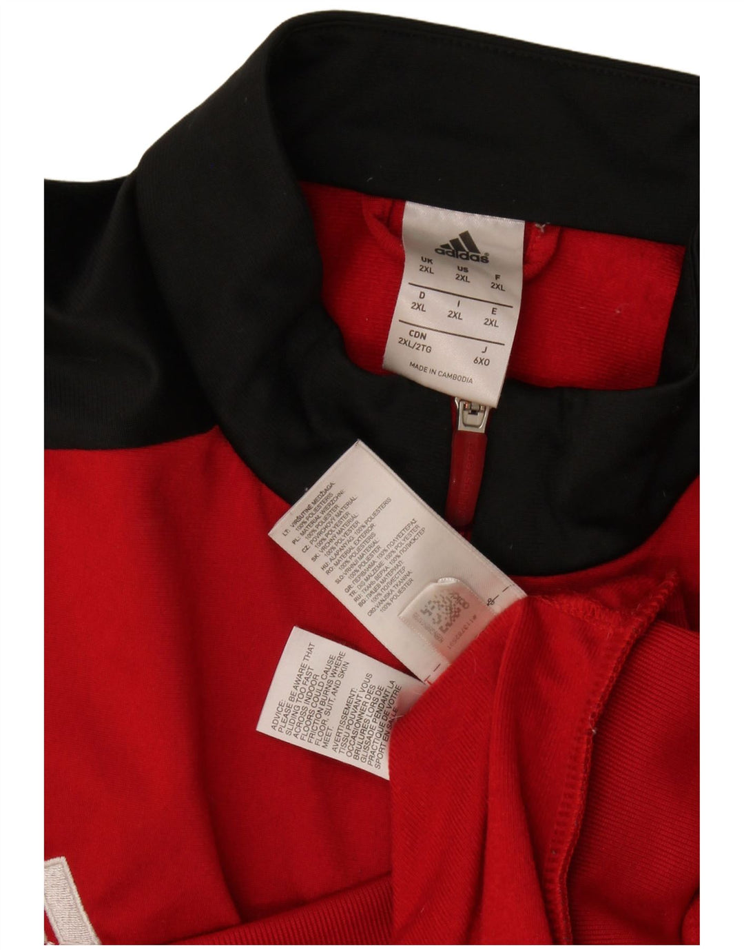 Adidas Męska bluza dresowa Top 2XL Czerwony poliester z blokami kolorów