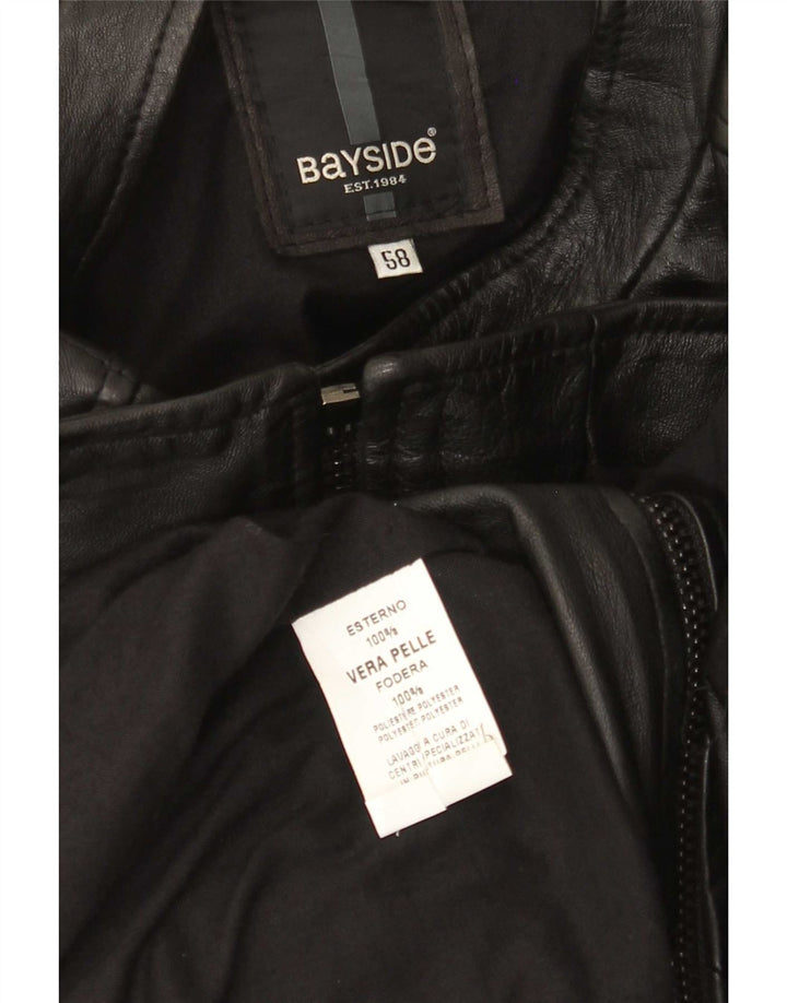 Męska skórzana kurtka wyścigowa Bayside UK 42 XL, czarna skóra