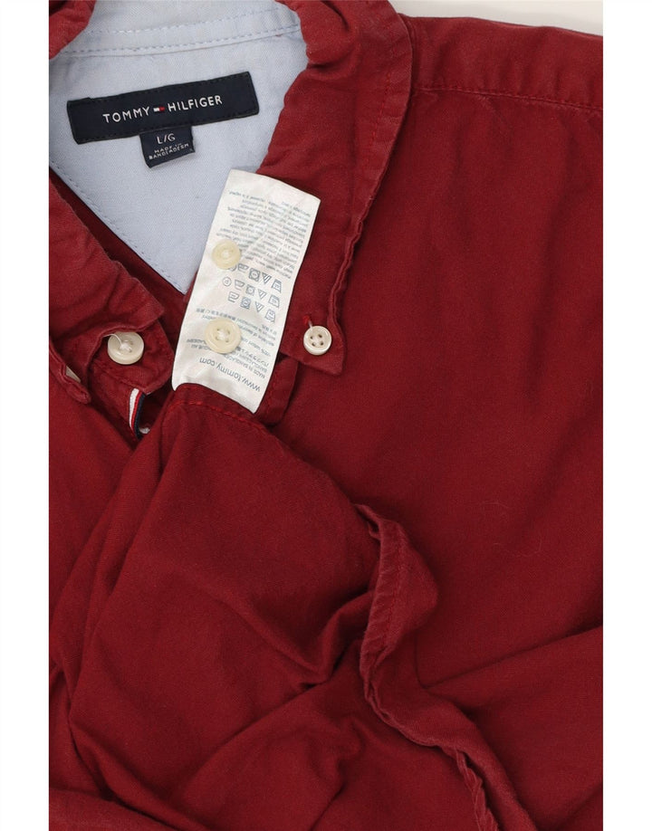 Koszula męska TOMMY HILFIGER duża, bordowa, bawełniana