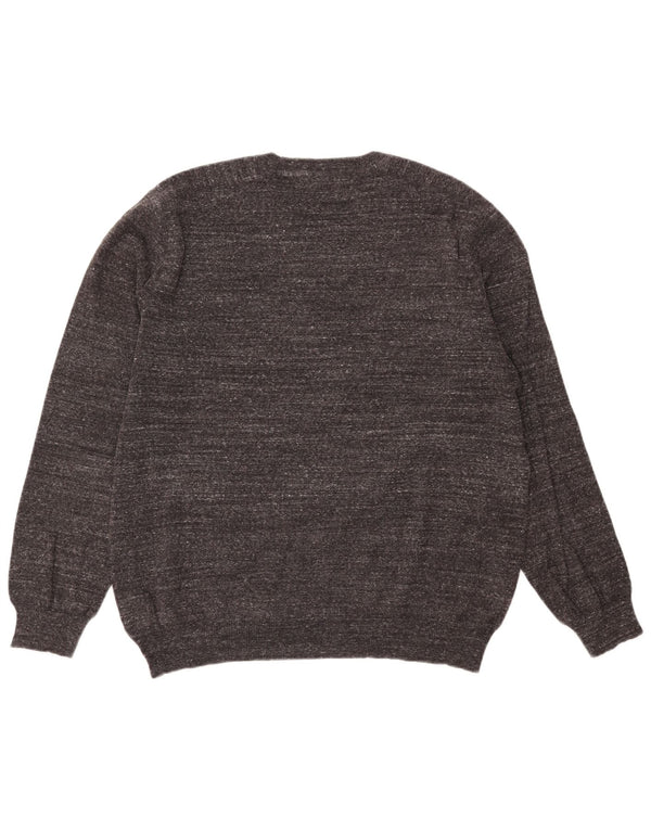 Męski sweter Polo Ralph Lauren z okrągłym dekoltem, duży, szary, z bawełny w plamki