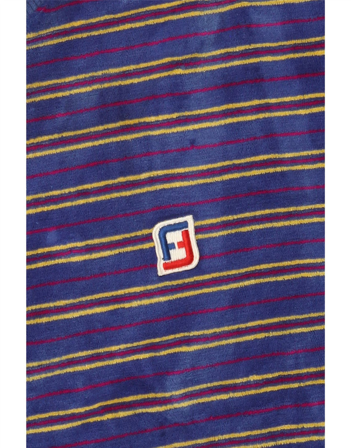 Vintage męska bluza welurowa sweter w małe niebieskie paski