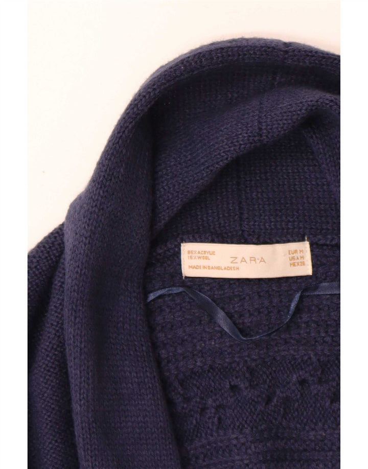 Damski sweter oversize Zara UK 12 Średni granatowy akryl
