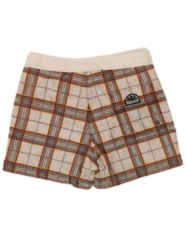 Męskie spodenki kąpielowe Sundek, poliester w średnią białą kratkę