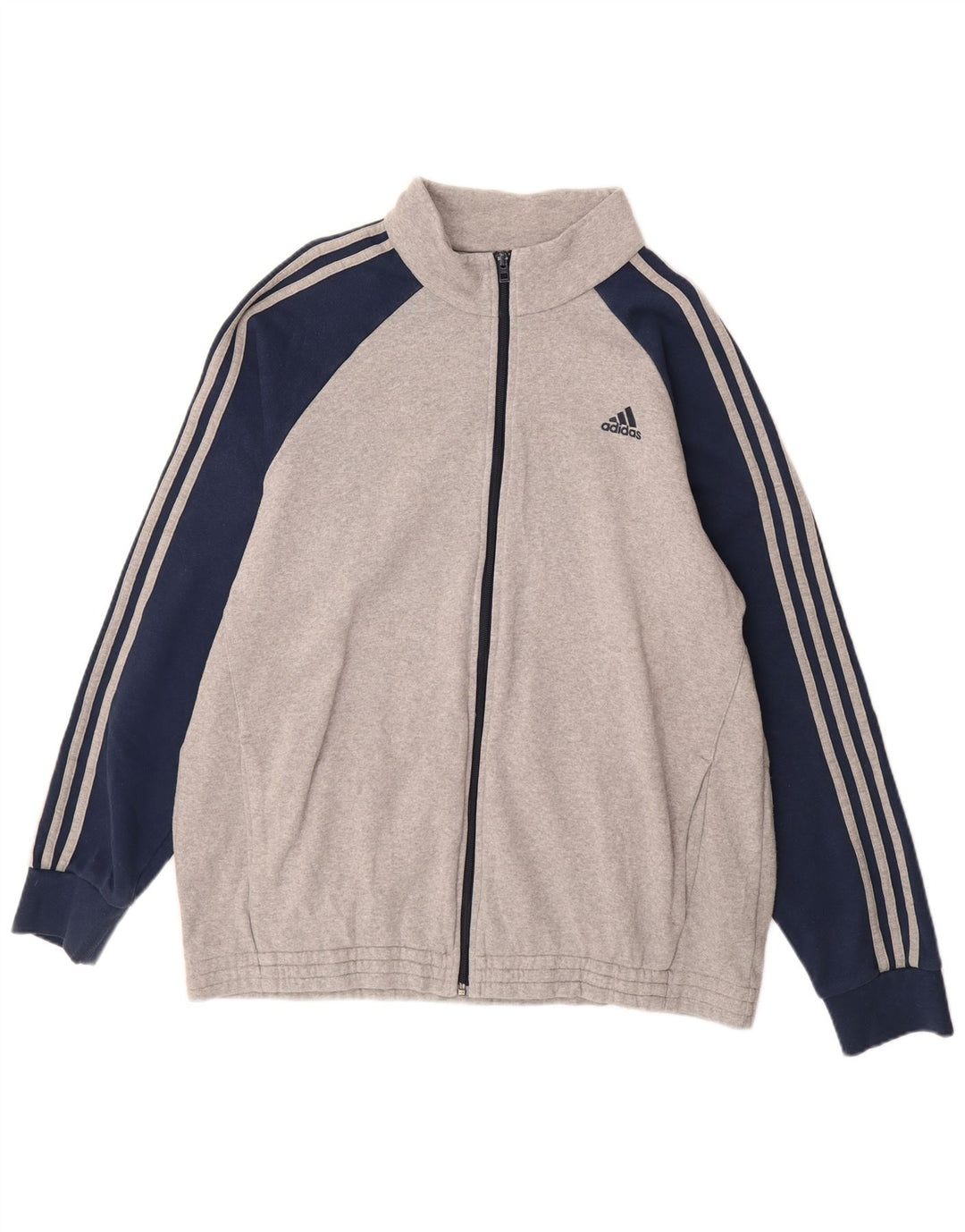 Męska kurtka dresowa ADIDAS UK 48/50 XL, szara bawełna z blokami kolorów