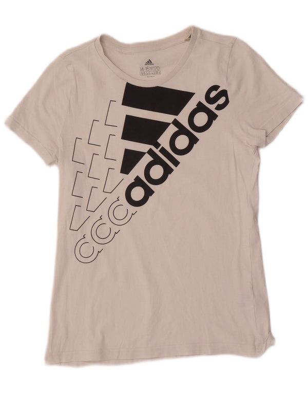 Chłopięca koszulka z grafiką Adidas, 14-15 lat, biała bawełna