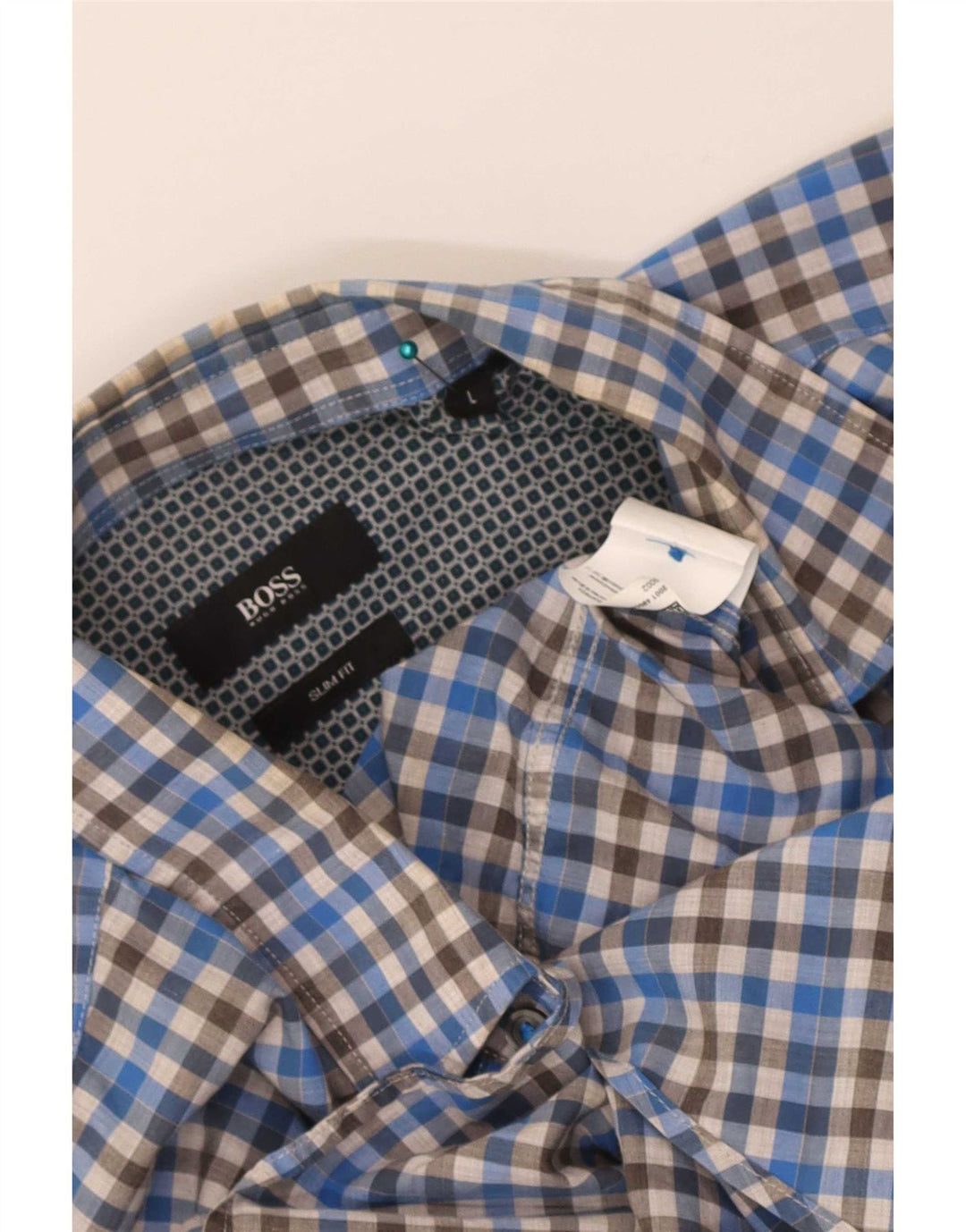 Koszula męska Hugo Boss Slim Fit, duża, niebieska, bawełniana w kratę