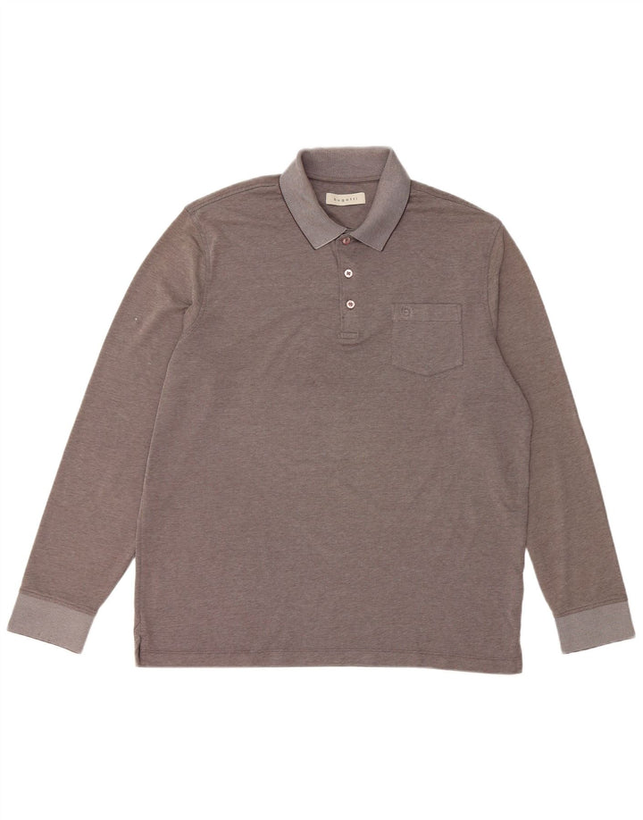BUGATTI Mens Long Sleeve Polo Shirt Large Grey