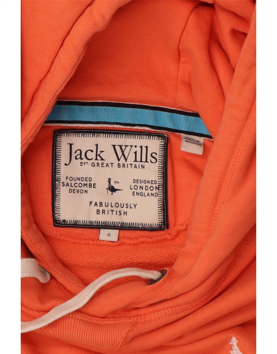 JACK WILLS Męski sweter z kapturem, mały, pomarańczowy, bawełniany