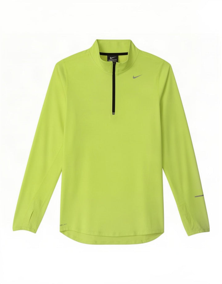Męska koszulka Nike Dri Fit z zamkiem błyskawicznym i długim rękawem, mały, żółty poliester
