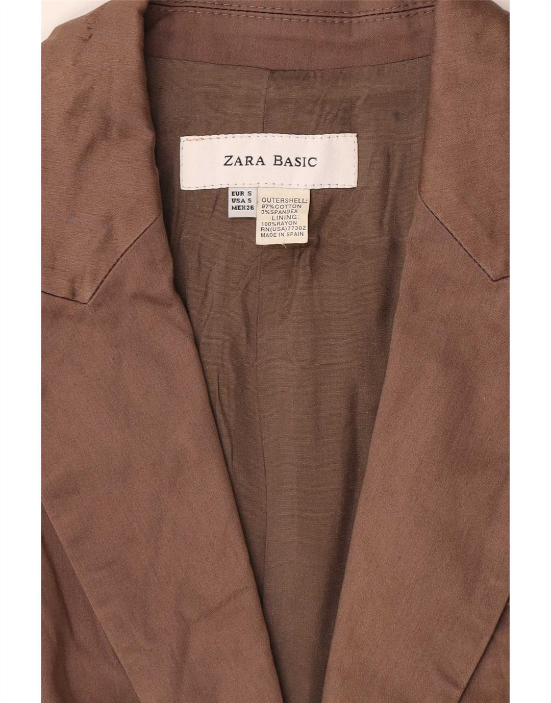 Zara damska marynarka zapinana na 1 guzik UK 10, mała, brązowa, bawełniana