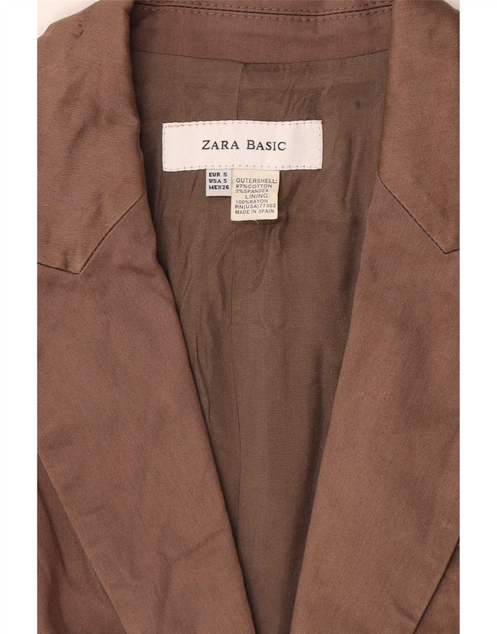 Zara damska marynarka zapinana na 1 guzik UK 10, mała, brązowa, bawełniana