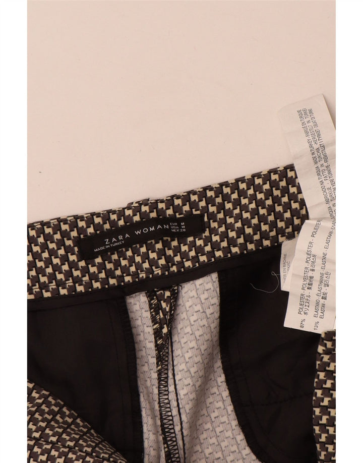 Damskie spodnie typu slim casual Zara, średnie W28 L29, szary, geometryczny poliester