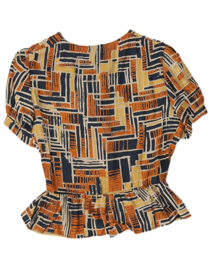 Damska bluzka koszulowa w stylu vintage UK 12 Średnia, wielokolorowa, geometryczna