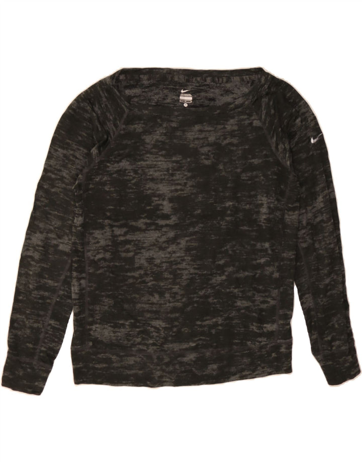 NIKE Womens Sweatshirt Jumper UK 14 Medium Black Tie Dye Polyester Vintage Nike and Second-Hand Nike from Messina Hembry 