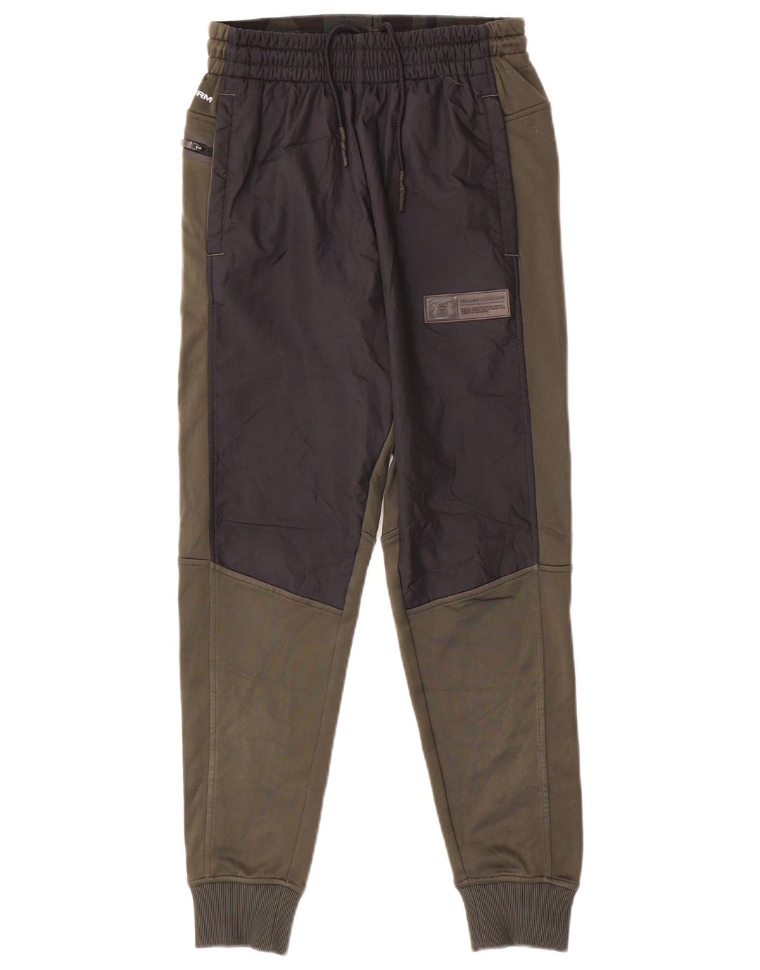 UNDER ARMOUR Mens Tracksuit Trousers Joggers Small  Khaki Colourblock