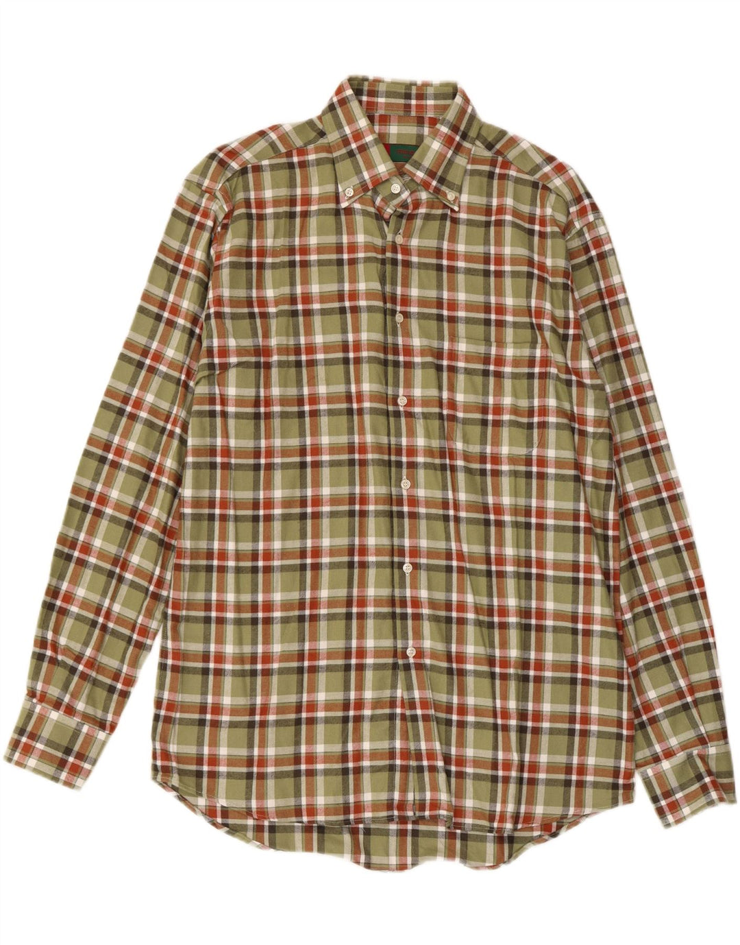 Męska koszula flanelowa VINTAGE rozmiar 39, średnia khaki w kratkę