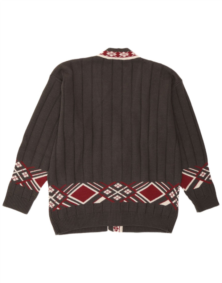 Męski sweter rozpinany z grafiką w stylu vintage XL, szary