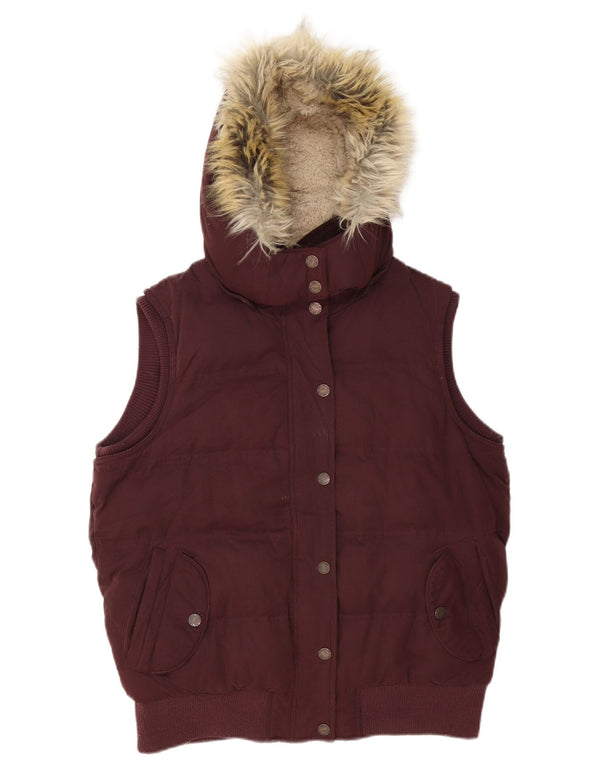 Damska wyściełana kamizelka Fat Face UK 14, duża, bordowa bawełna