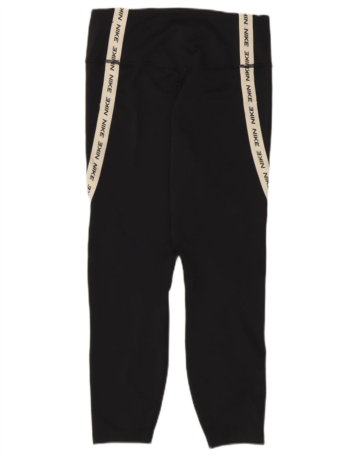 Damskie legginsy NIKE Dri Fit Graphic Capri UK 12, średni czarny, blok kolorów