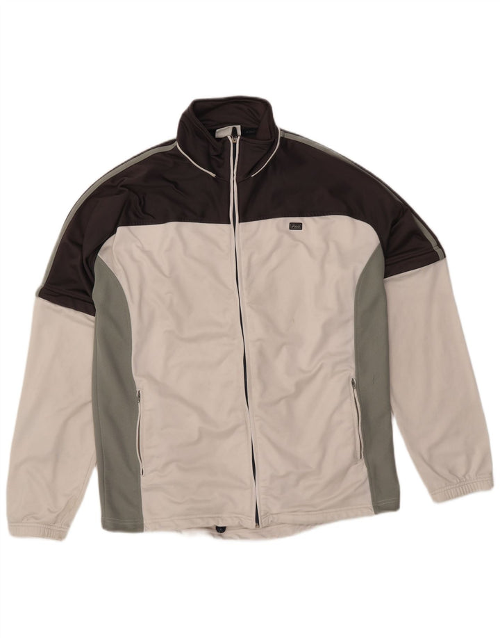 Męska kurtka dresowa Asics, duża, biała, z blokami kolorów