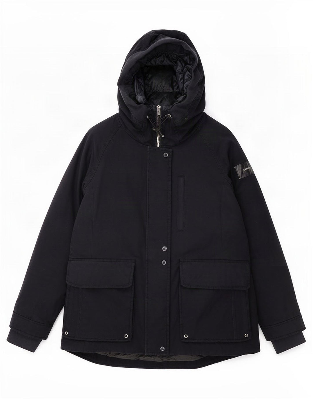 Damska ocieplana kurtka z kapturem Woolrich UK 10, mała, granatowa, bawełniana