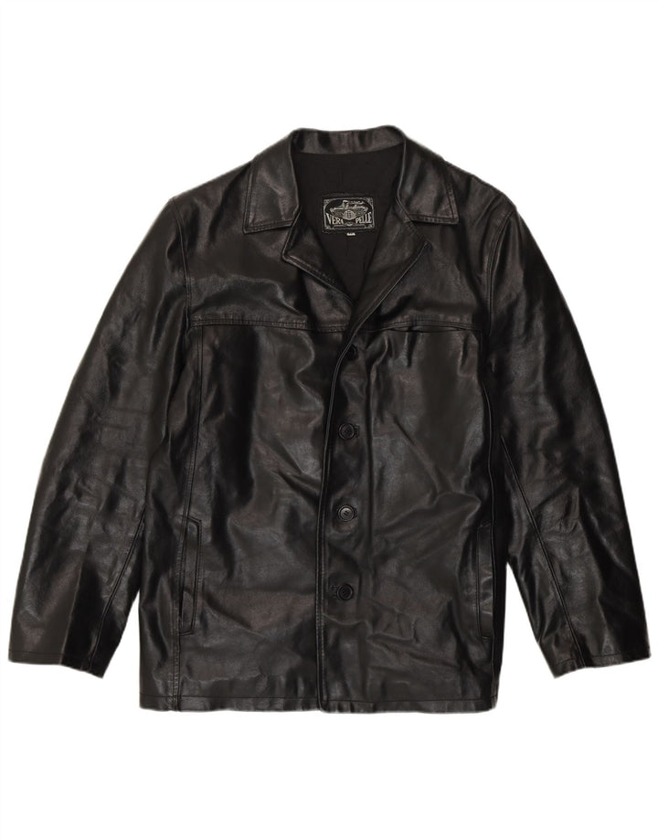 Vintage męska kurtka skórzana UK 38 średniej czarnej skóry