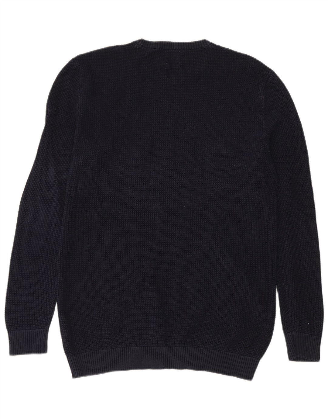 Męski sweter z okrągłym dekoltem Zara, duży, granatowy, bawełniany